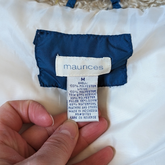 Vintage Teal Blue Green Down Puffer Vest Sherpa Collar Maurices Women's Medium - Picture 4 of 7